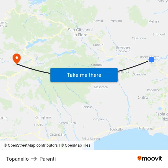 Topanello to Parenti map