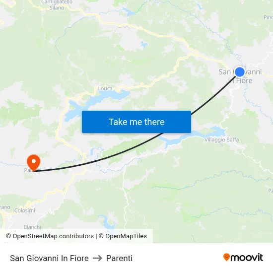 San Giovanni In Fiore to Parenti map