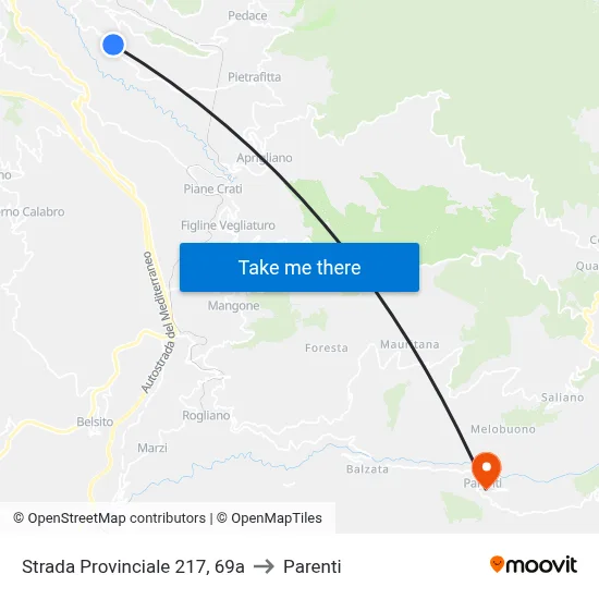 Provincial Road 217, 69a to Parenti map