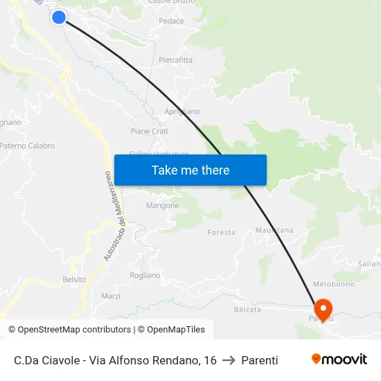 Ciavole District - Via Alfonso Rendano, 16 to Parenti map