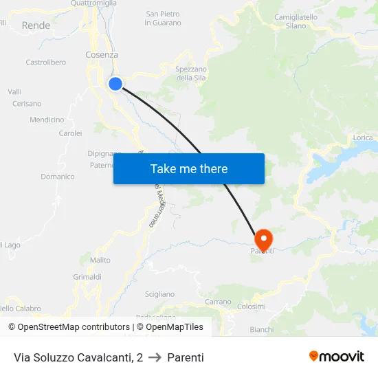 Via Soluzzo Cavalcanti, 2 to Parenti map