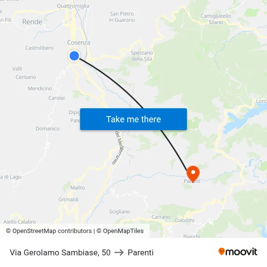 Via Gerolamo Sambiase, 50 to Parenti map