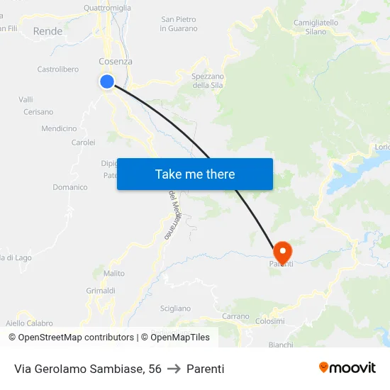 Via Gerolamo Sambiase, 56 to Parenti map