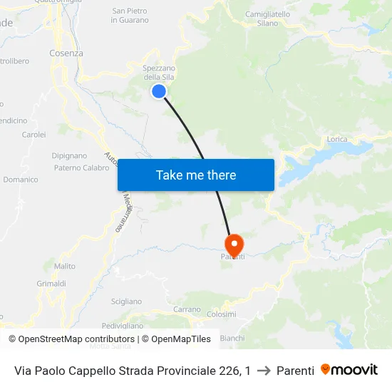 Via Paolo Cappello Provincial Road 226, 1 to Parenti map
