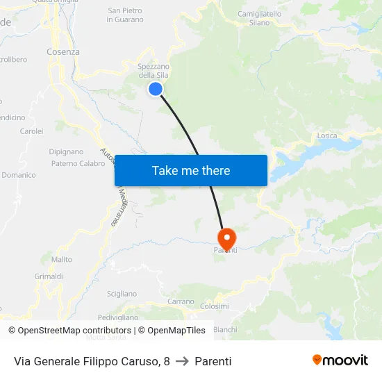 Via Generale Filippo Caruso 8 to Parenti map