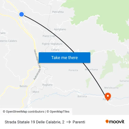 State Road 19 of Calabria, 2 to Parenti map