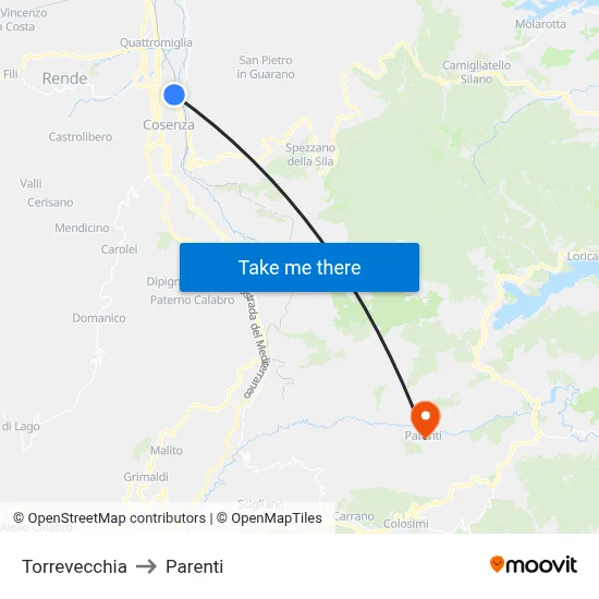 Torrevecchia to Parenti map