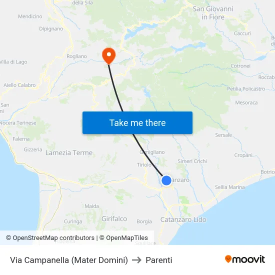 Campanella Street (Mater Domini) to Parenti map