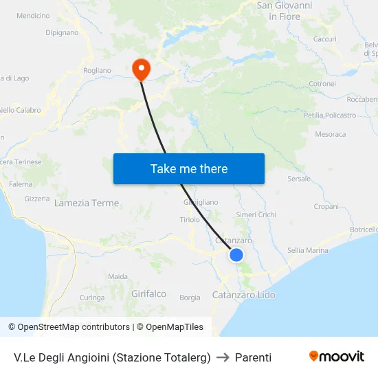Angioini Avenue (Totalerg Station) to Parenti map