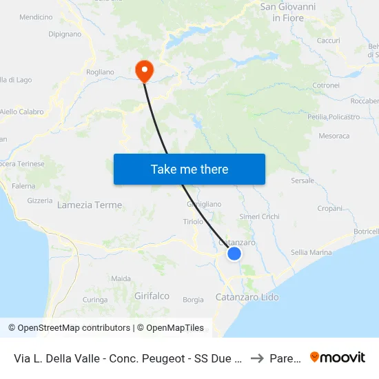 Via L. Della Valle - Peugeot Dealership - SS Due Mari to Parenti map