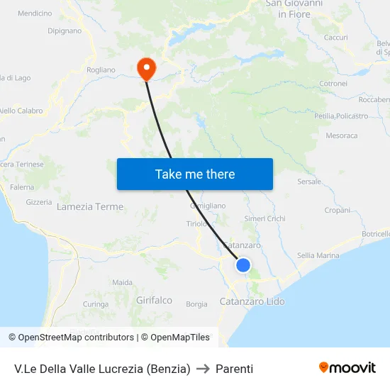 Valle Lucrezia Avenue (Benzia) to Parenti map
