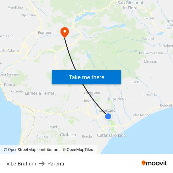 Brutium Avenue to Parenti map