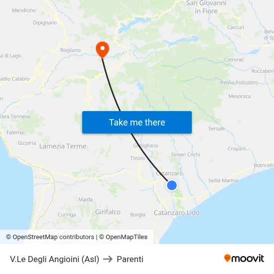 Angioini Avenue (Hospital) to Parenti map