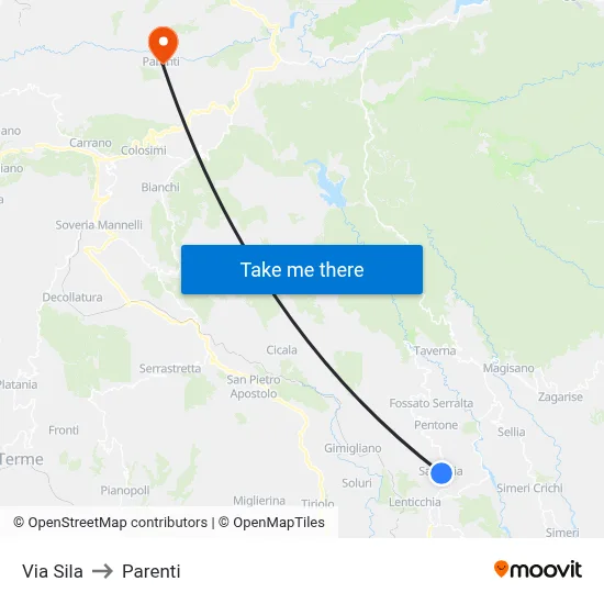 Sila Street to Parenti map