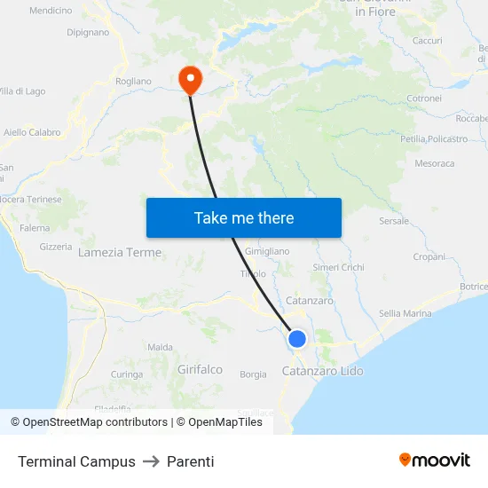 Campus Terminal to Parenti map
