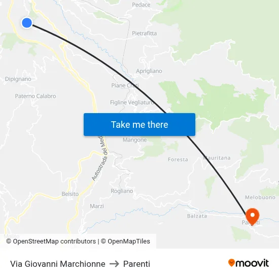 Via Giovanni Marchionne to Parenti map