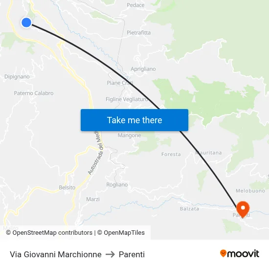 Via Giovanni Marchionne to Parenti map