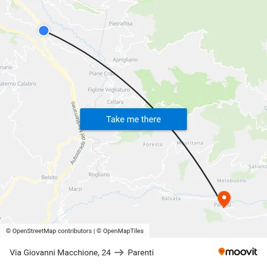 Giovanni Macchione Street, 24 to Parenti map