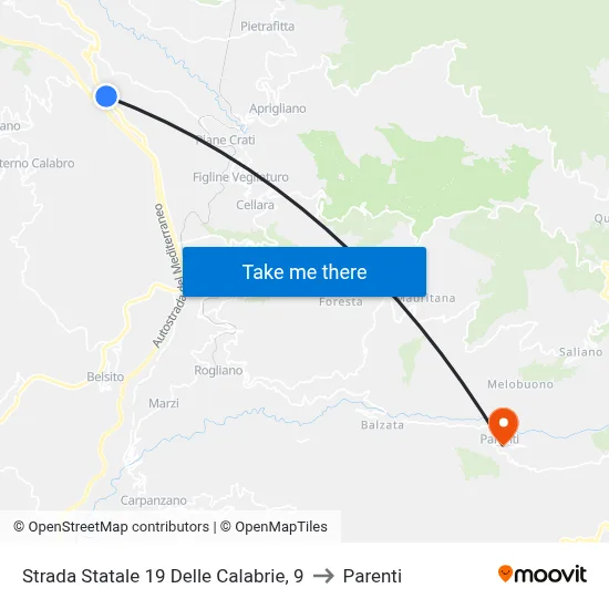 State Road 19 of Calabria, 9 to Parenti map