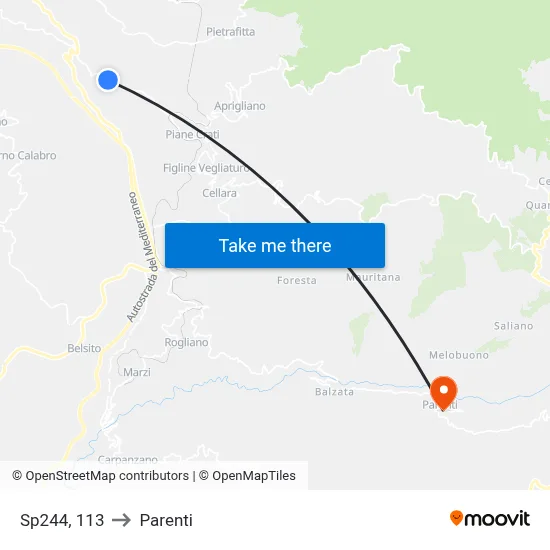 Provincial Road 244, 113 to Parenti map