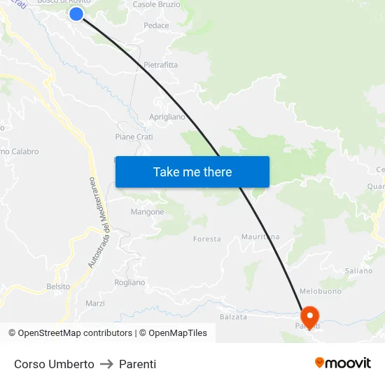Umberto Avenue to Parenti map