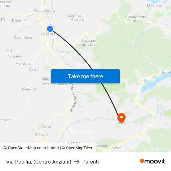 Via Popilia, (Senior Center) to Parenti map