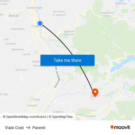Crati Avenue to Parenti map