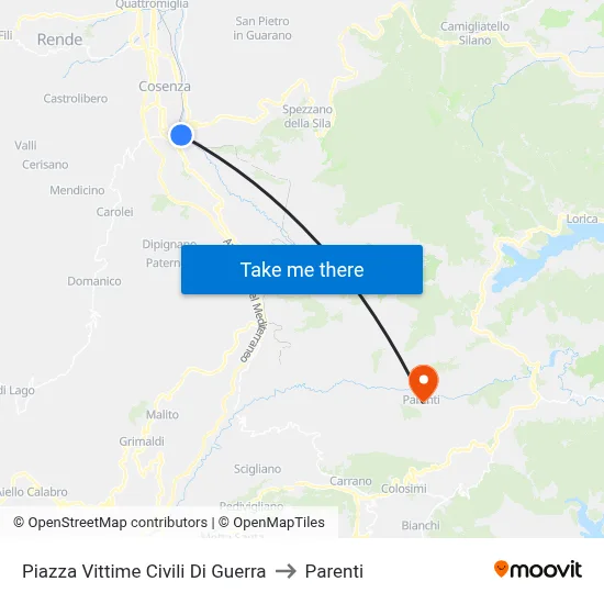 Civil War Victims Square to Parenti map