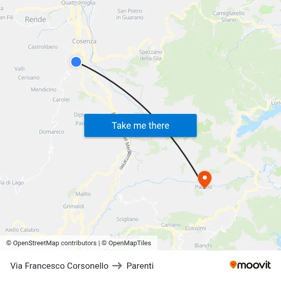 Francesco Corsonello Street to Parenti map