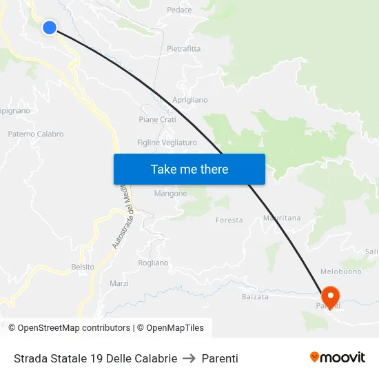 State Road 19 of Calabria to Parenti map