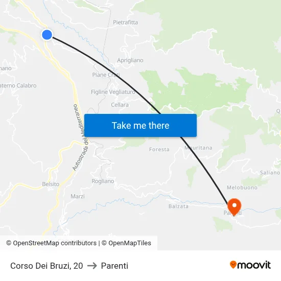 Corso Dei Bruzi, 20 to Parenti map