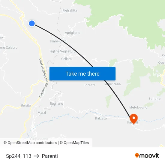 Provincial Road 244, 113 to Parenti map