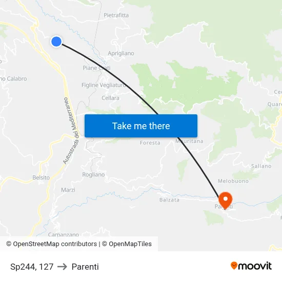 Provincial Road 244, 127 to Parenti map