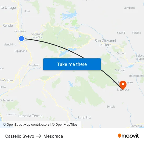 Swabian Castle to Mesoraca map