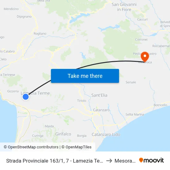 Provincial Road 163/1, 7 - Lamezia Terme to Mesoraca map