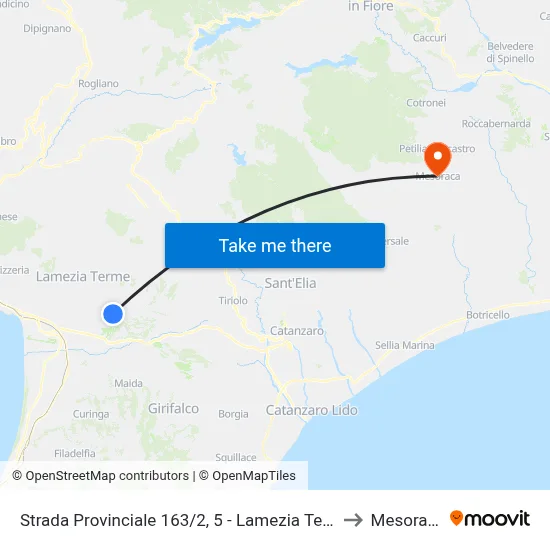 Provincial Road 163/2, 5 - Lamezia Terme to Mesoraca map