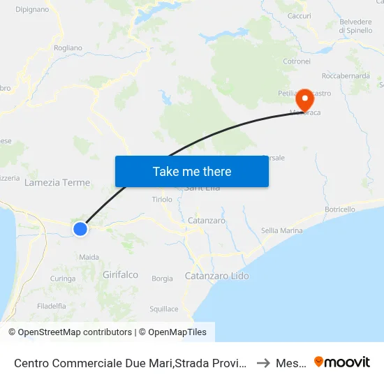 Due Mari Shopping Center, Provincial Road 169/2 - Feroleto Antico to Mesoraca map
