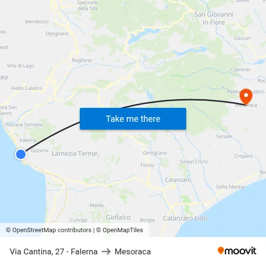 Cantina Road, 27 - Falerna to Mesoraca map