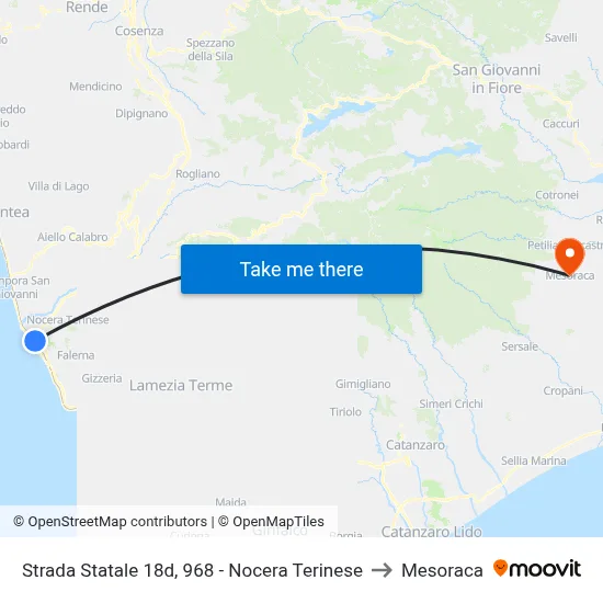 State Road 18d, 968 - Nocera Terinese to Mesoraca map