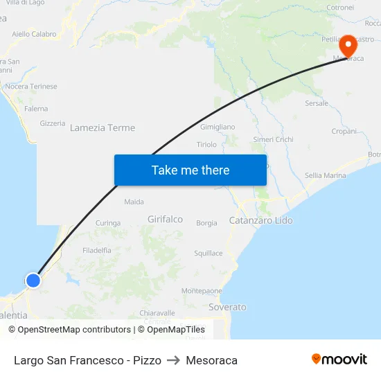 San Francesco Square - Pizzo to Mesoraca map
