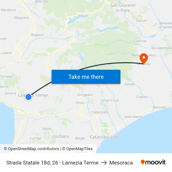 State Road 18d, 26 - Lamezia Terme to Mesoraca map