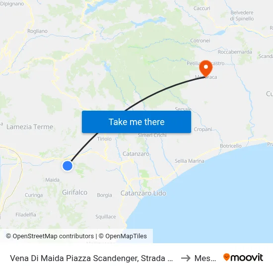 Vena Di Maida Scandenger Square, Provincial Road 88, 3 - Maida to Mesoraca map