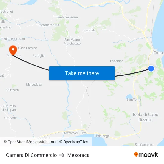 Chamber of Commerce to Mesoraca map