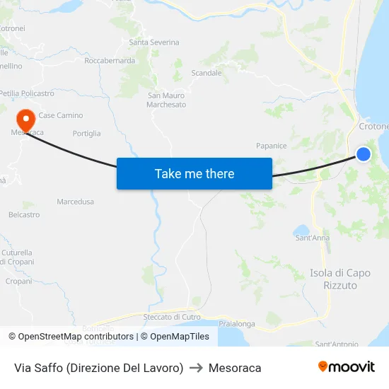 Sappho Street (Labor Office) to Mesoraca map