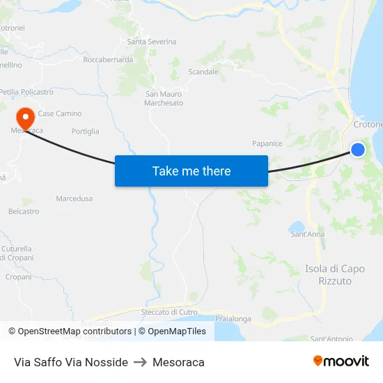 Saffo Street at Nosside Street to Mesoraca map