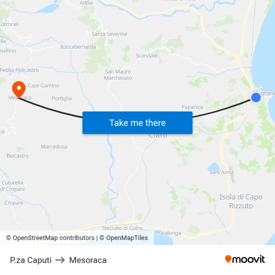 Caputi Square to Mesoraca map
