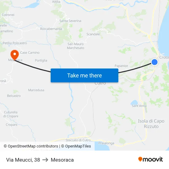 Meucci Street, 38 to Mesoraca map