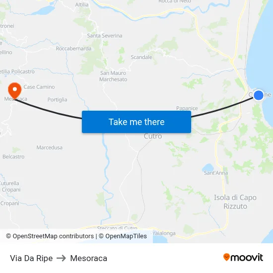 Da Ripe Street to Mesoraca map