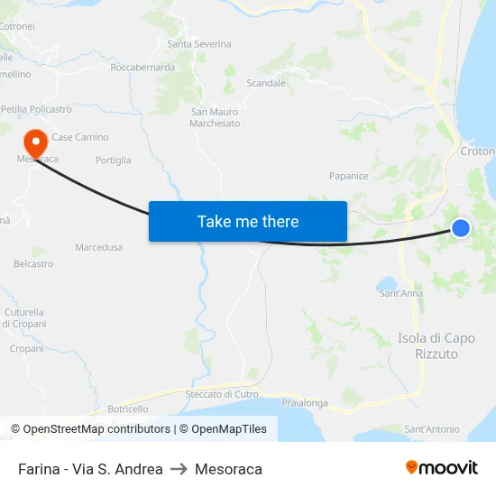 Farina - St. Andrew Street to Mesoraca map