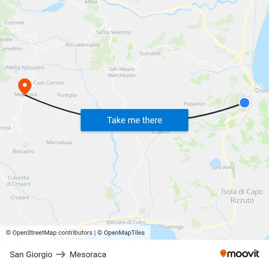 San Giorgio to Mesoraca map